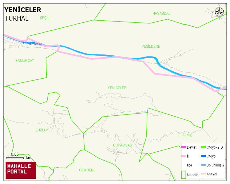 YENİCELER Köyü Haritası | Yükselti ve Doğa Özellikleri