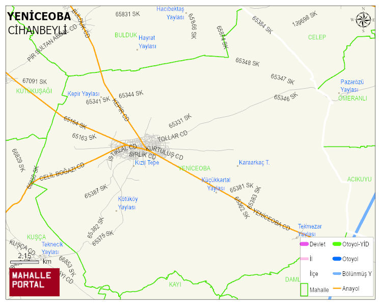 YENİCEOBA Mahallesi Haritası | Mahalle ve Köy Sınırı