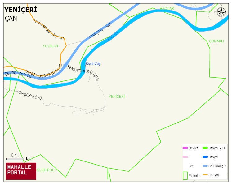YENİÇERİ Köyü Haritası | İnteraktif Köy ve Mahalle Sınırları