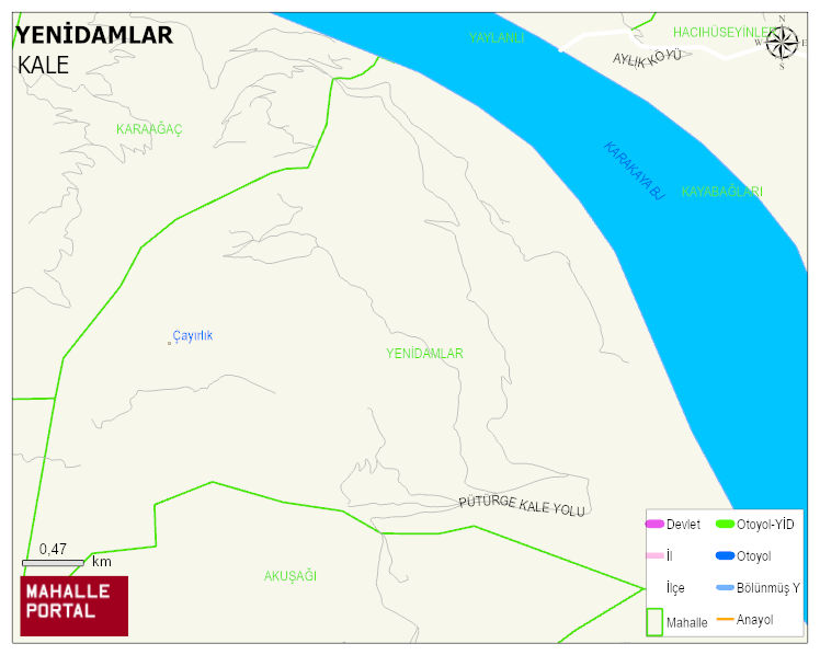 YENİDAMLAR Mahallesi Haritası | Mahalle ve Köy Sınırı