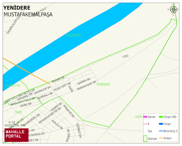YENİDERE Mahallesi Haritası | Mahalle ve Köy Sınırı