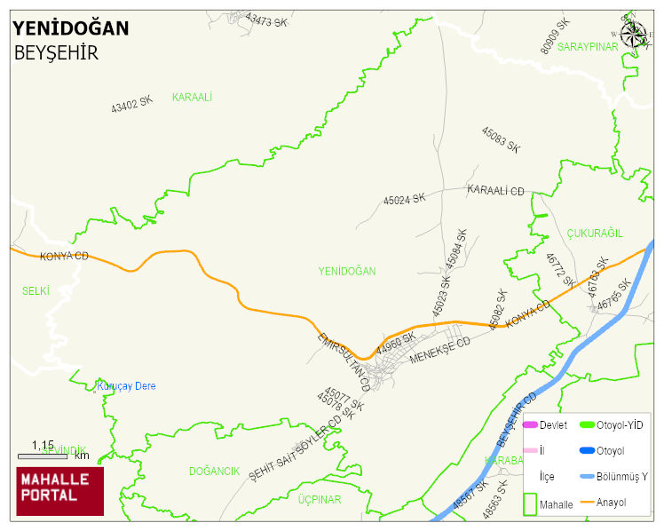 YENİDOĞAN Mahallesi Haritası | İnteraktif Köy ve Mahalle Sınırları