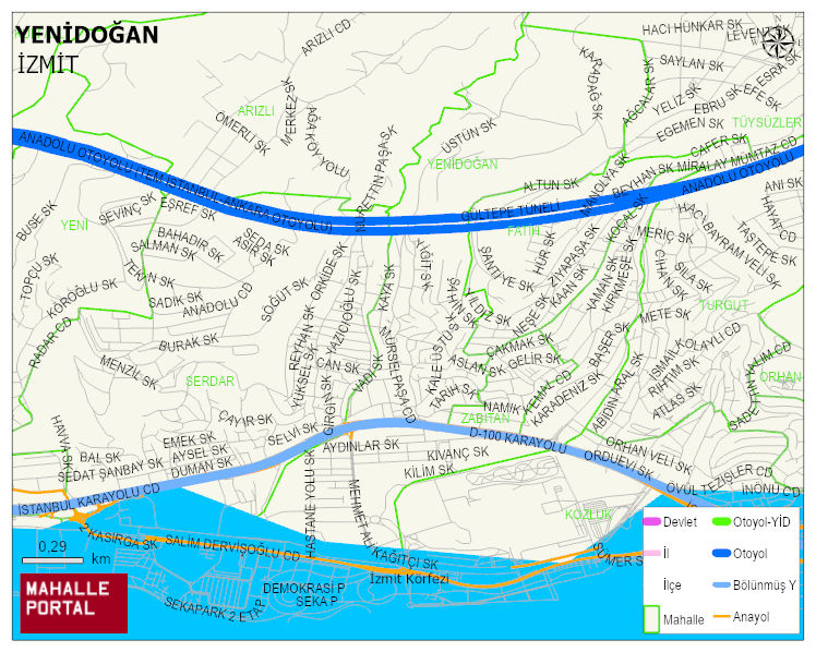 YENİDOĞAN Mahallesi Haritası | Dağlar, Ovalar ve Akarsu Bilgileri