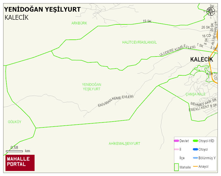 YENİDOĞAN YEŞİLYURT Mahallesi Haritası | Mahalle ve Köy Sınırı