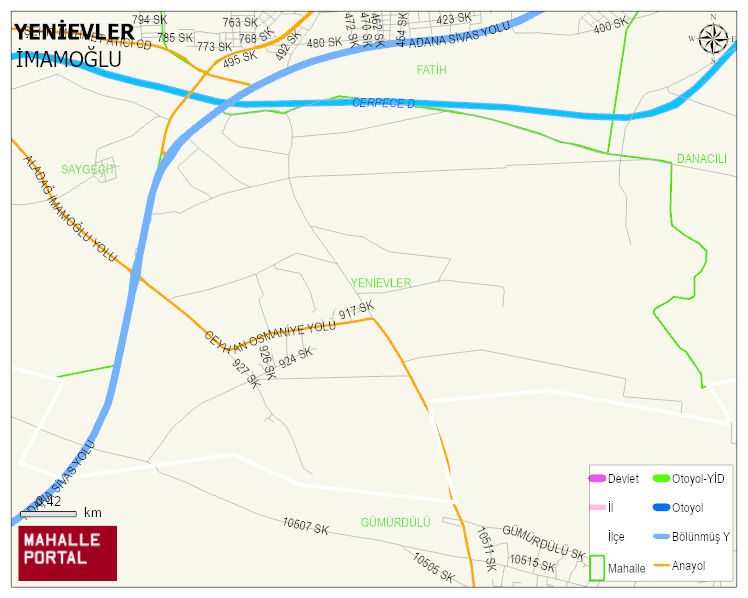 YENİEVLER Mahallesi Haritası | Mahalle ve Köy Sınırı