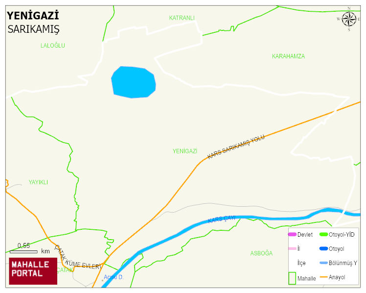YENİGAZİ Köyü Haritası | Dağlar, Ovalar ve Akarsu Bilgileri