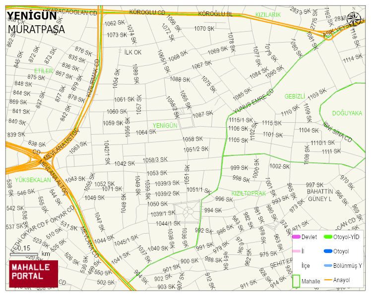 YENİGÜN Mahallesi Haritası | İnteraktif Köy ve Mahalle Sınırları
