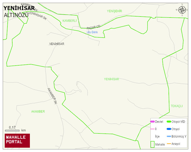 YENİHİSAR Mahallesi Haritası | Dağlar, Ovalar ve Akarsu Bilgileri
