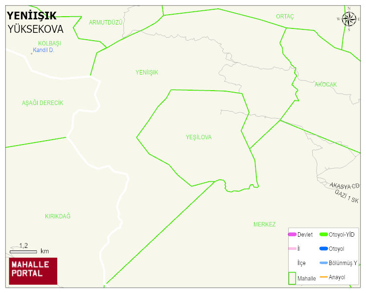 YENİIŞIK Köyü Haritası | Yükselti ve Doğa Özellikleri