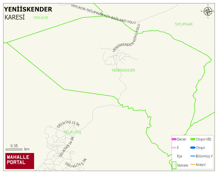YENİİSKENDER Mahallesi Haritası | İnteraktif Köy ve Mahalle Sınırları