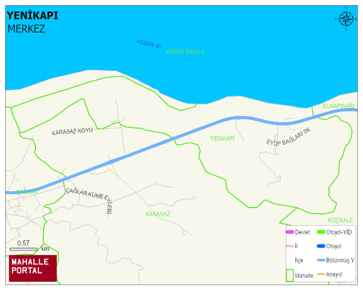 YENİKAPI Köyü Haritası | Yükselti ve Doğa Özellikleri