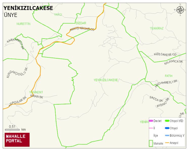 YENİKIZILCAKESE Mahallesi Haritası | Mahalle Sokak Haritası