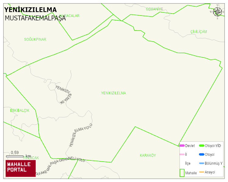 YENİKIZILELMA Mahallesi Haritası | Detaylı Köy ve Mahalle Görünümü