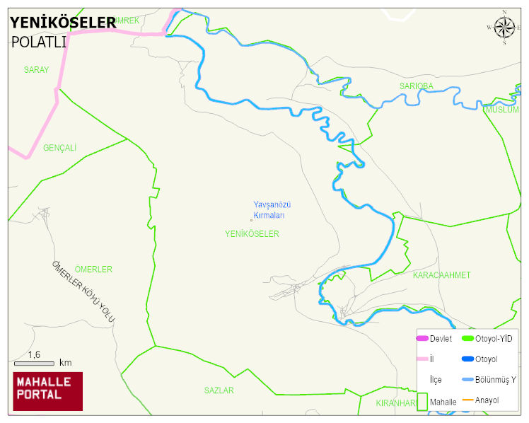 YENİKÖSELER Mahallesi Haritası | Mahalle ve Köy Sınırı