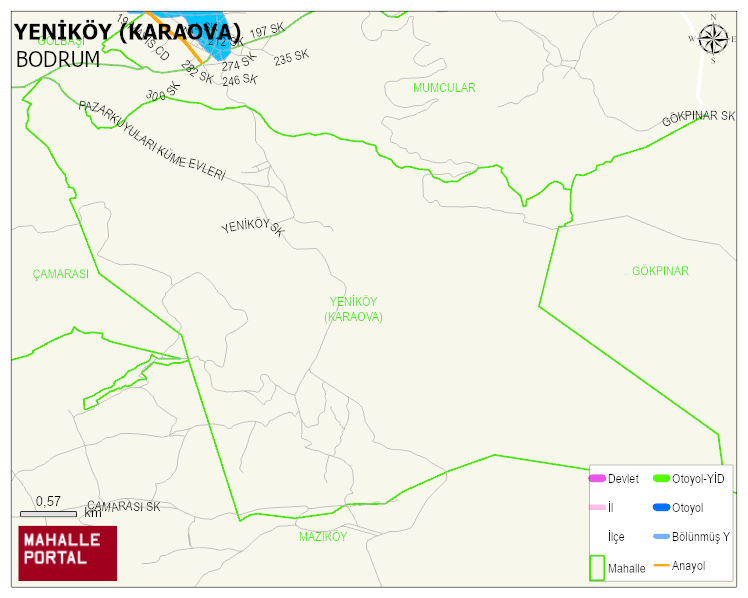 YENİKÖY (KARAOVA) Mahallesi Haritası | Mahalle ve Köy Sınırı