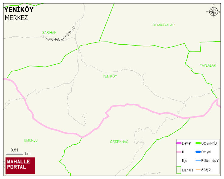YENİKÖY Köyü Haritası | Sayısal Bölge Görünümü