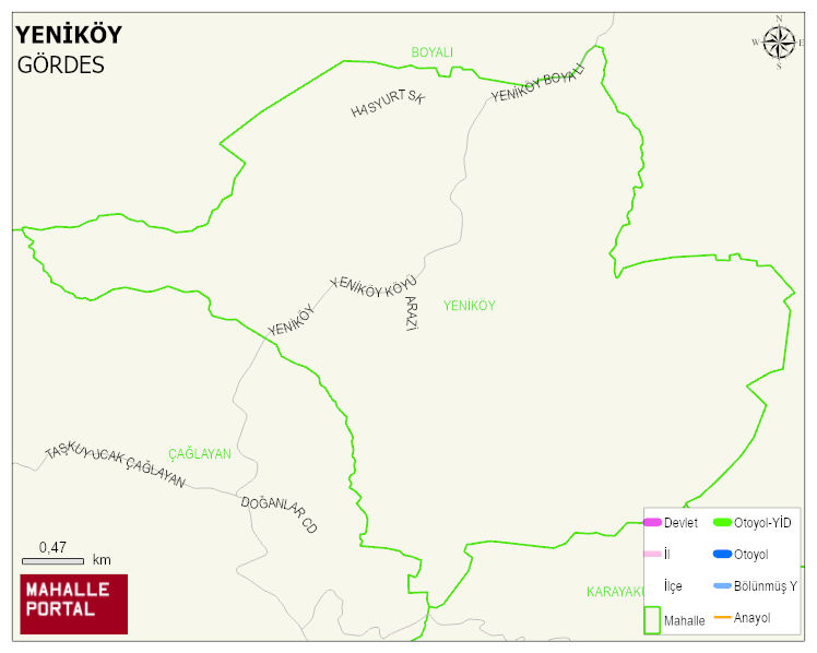 YENİKÖY Mahallesi Haritası | Mahalle ve Köy Sınırı
