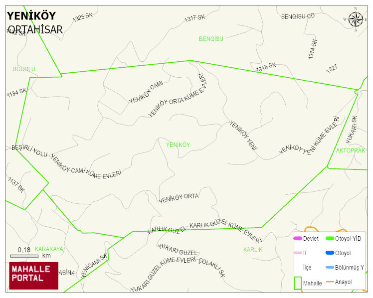 YENİKÖY Mahallesi Haritası | Detaylı Köy ve Mahalle Görünümü