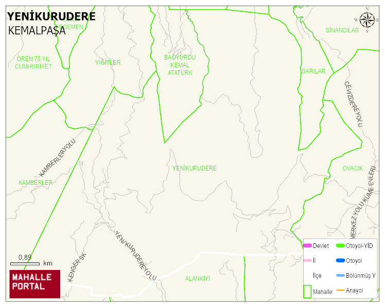 YENİKURUDERE Mahallesi Haritası | Yükselti ve Doğa Özellikleri