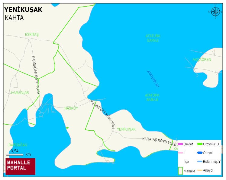 YENİKUŞAK Köyü Haritası | Sayısal Bölge Görünümü