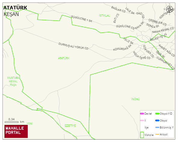 YENİMUHACİR BELDESİ ATATÜRK Mahallesi Haritası | Güncel Mahalle ve Köy Haritası