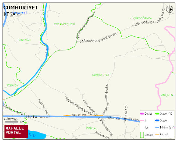 YENİMUHACİR BELDESİ CUMHURİYET Mahallesi Haritası | Mahalle ve Köy Sınırı