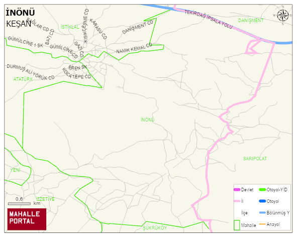 YENİMUHACİR BELDESİ İNÖNÜ Mahallesi Haritası | Mahalle Sokak Haritası