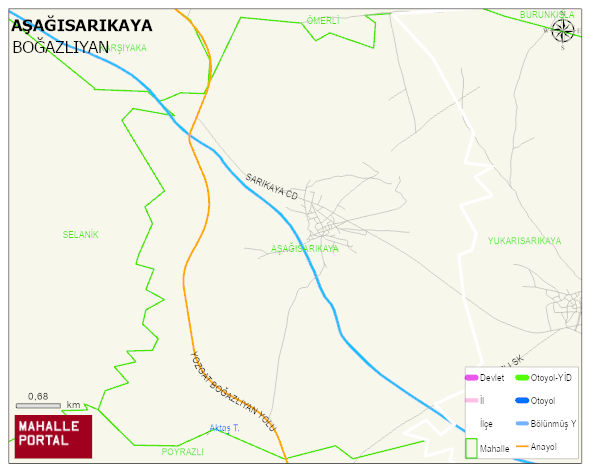 YENİPAZAR BELDESİ AŞAĞISARIKAYA Mahallesi Haritası | Sayısal Bölge Görünümü