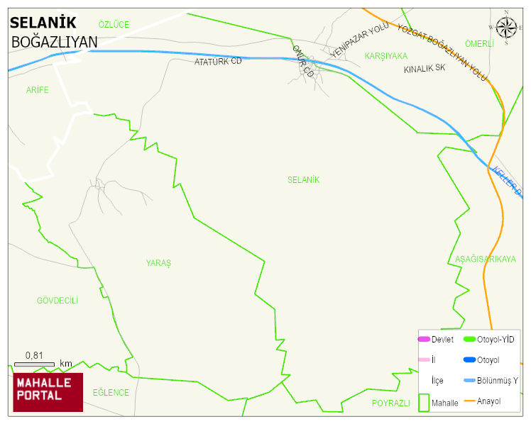 YENİPAZAR BELDESİ SELANİK Mahallesi Haritası | Mahalle Sokak Haritası
