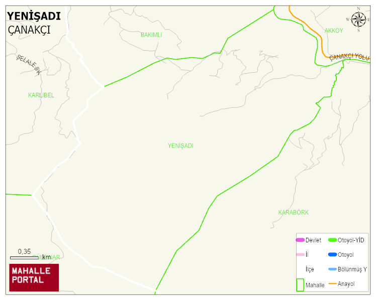 YENİŞADI Köyü Haritası | İnteraktif Köy ve Mahalle Sınırları