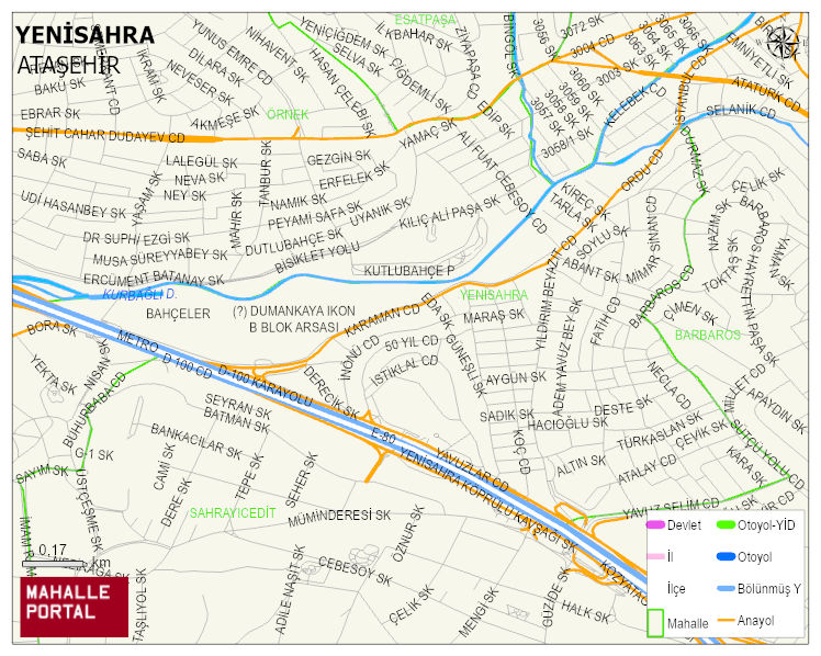YENİSAHRA Mahallesi Haritası | Dağlar, Ovalar ve Akarsu Bilgileri
