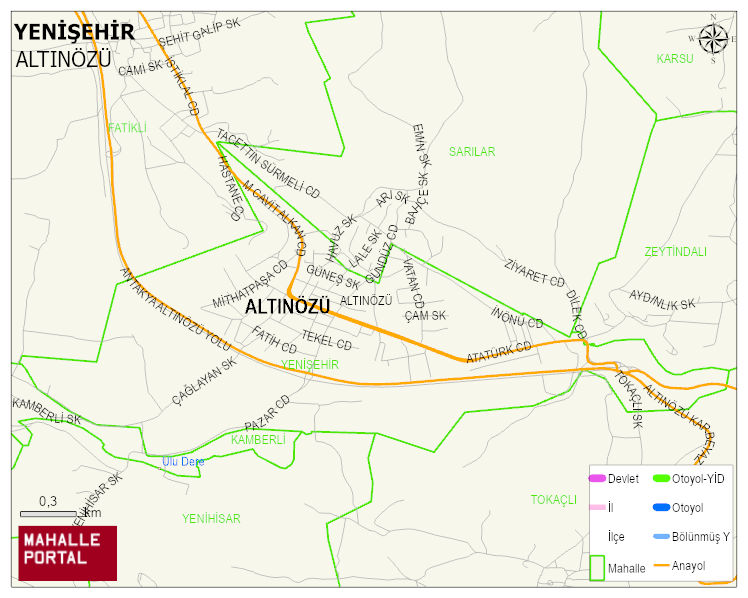 YENİŞEHİR Mahallesi Haritası | Mahalle ve Köy Sınırı