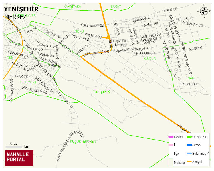 YENİŞEHİR Mahallesi Haritası | İnteraktif Köy ve Mahalle Sınırları