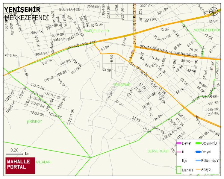 YENİŞEHİR Mahallesi Haritası | Yükselti ve Doğa Özellikleri