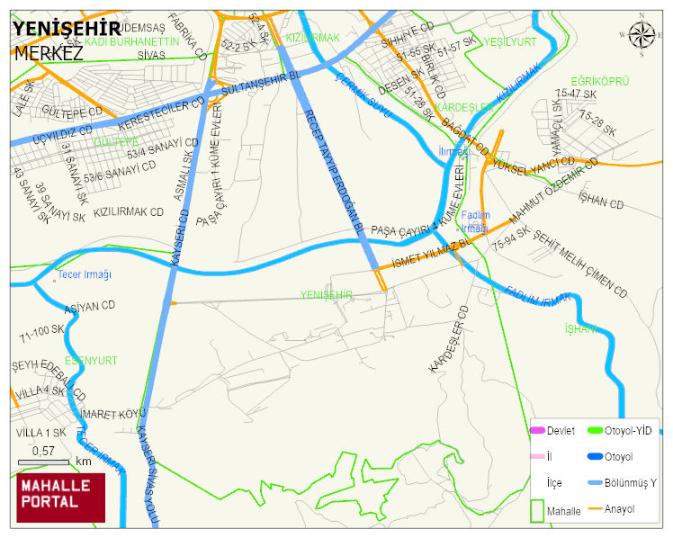 YENİŞEHİR Mahallesi Haritası | Sayısal Bölge Görünümü