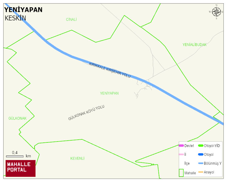 YENİYAPAN Köyü Haritası | Dağlar, Ovalar ve Akarsu Bilgileri