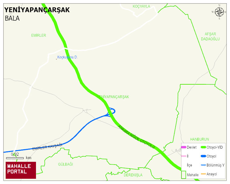 YENİYAPANÇARŞAK Mahallesi Haritası | Dağlar, Ovalar ve Akarsu Bilgileri