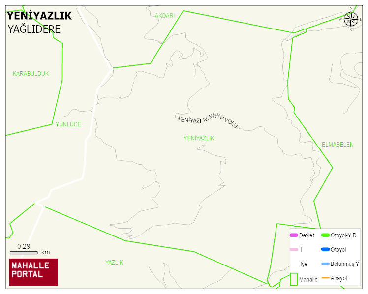 YENİYAZLIK Köyü Haritası | Dağlar, Ovalar ve Akarsu Bilgileri