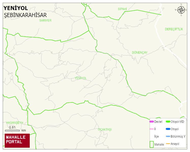 YENİYOL Köyü Haritası | Yükselti ve Doğa Özellikleri