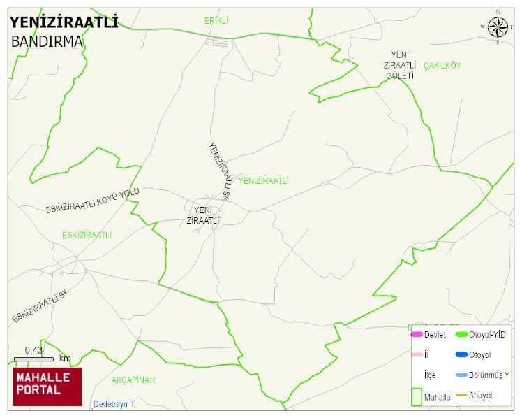 YENİZİRAATLİ Mahallesi Haritası | Mahalle ve Köy Sınırı
