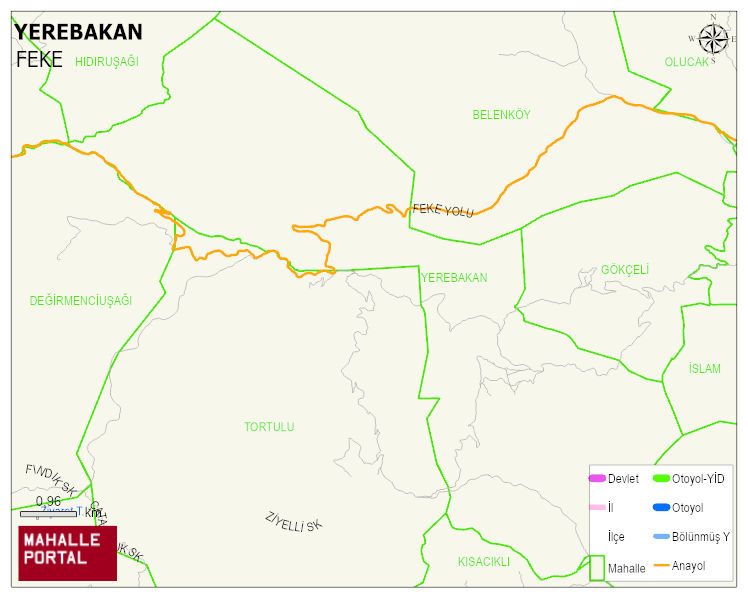 YEREBAKAN Mahallesi Haritası | İnteraktif Köy ve Mahalle Sınırları