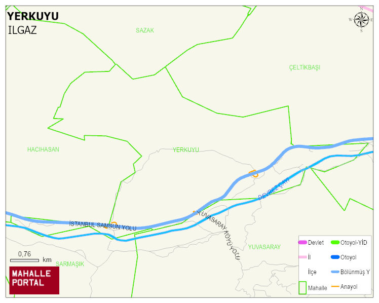 YERKUYU Köyü Haritası | İnteraktif Köy ve Mahalle Sınırları