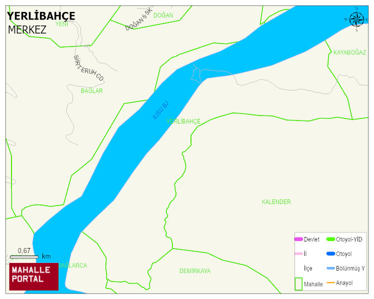 YERLİBAHÇE Köyü Haritası | Detaylı Köy ve Mahalle Görünümü