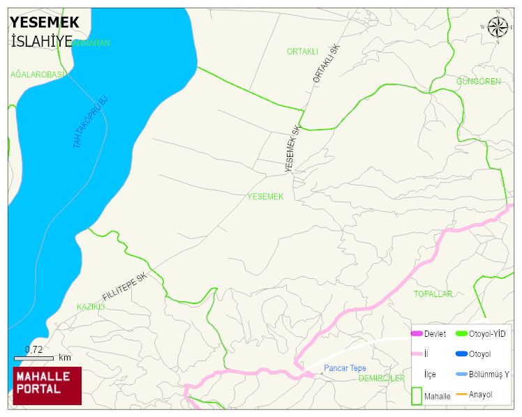 YESEMEK Mahallesi Haritası | Yükselti ve Doğa Özellikleri