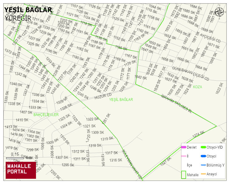 YEŞİL BAĞLAR Mahallesi Haritası | Detaylı Köy ve Mahalle Görünümü
