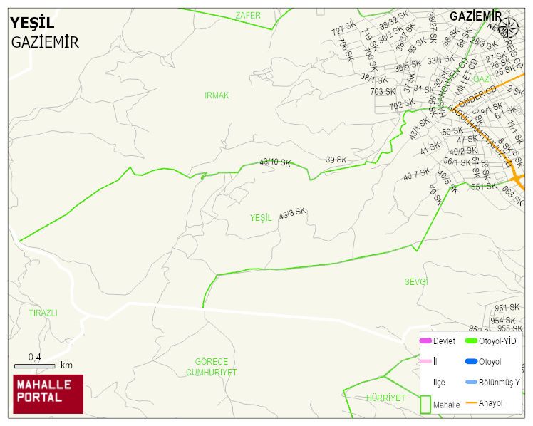 YEŞİL Mahallesi Haritası | İnteraktif Köy ve Mahalle Sınırları