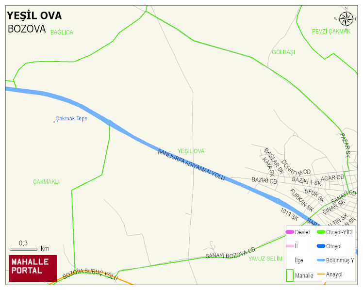 YEŞİL OVA Mahallesi Haritası | Mahalle ve Köy Sınırı