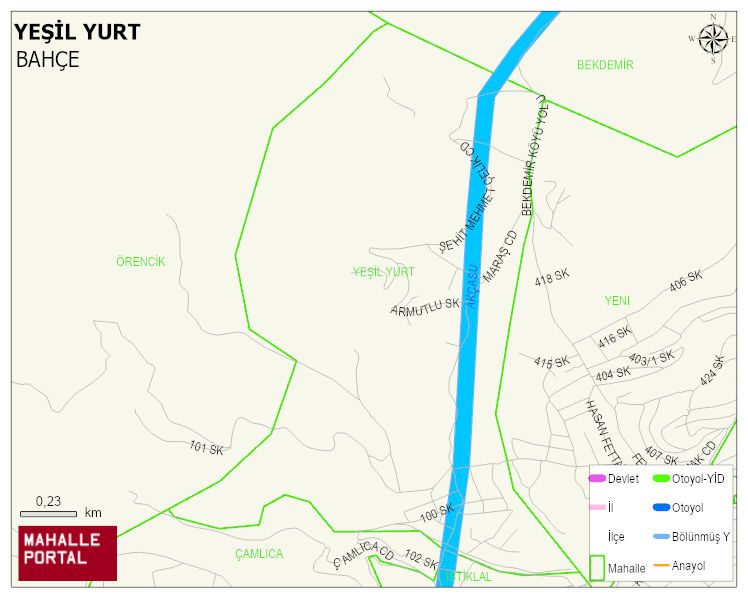 YEŞİL YURT Mahallesi Haritası | Yükselti ve Doğa Özellikleri
