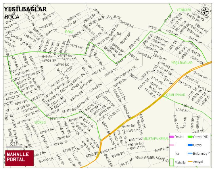 YEŞİLBAĞLAR Mahallesi Haritası | İnteraktif Köy ve Mahalle Sınırları