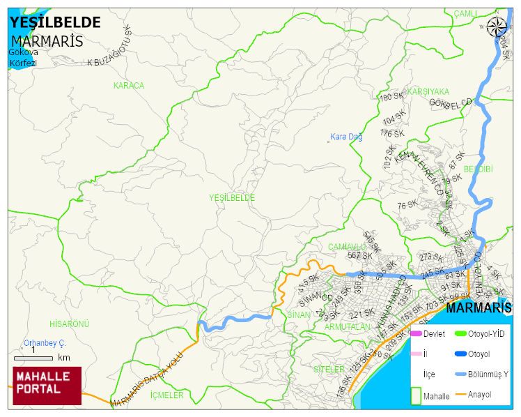 YEŞİLBELDE Mahallesi Haritası | Dağlar, Ovalar ve Akarsu Bilgileri